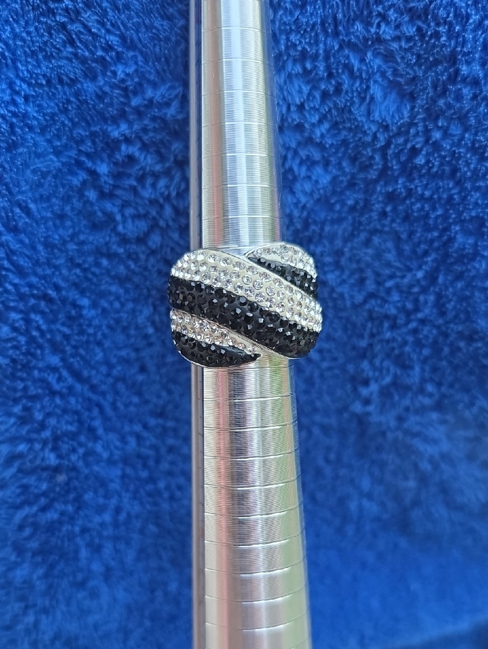 Black and White Crystal Pavé Statement Ring